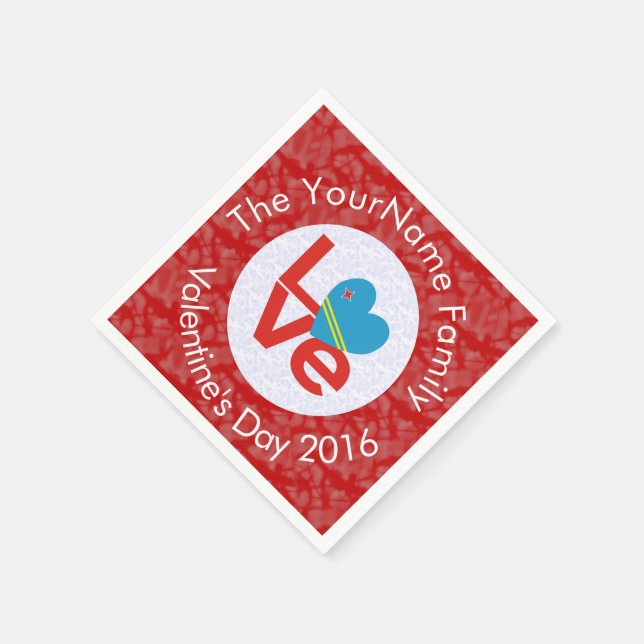 Aruban Flag Heart Red Liebe Serviette (Ecke)