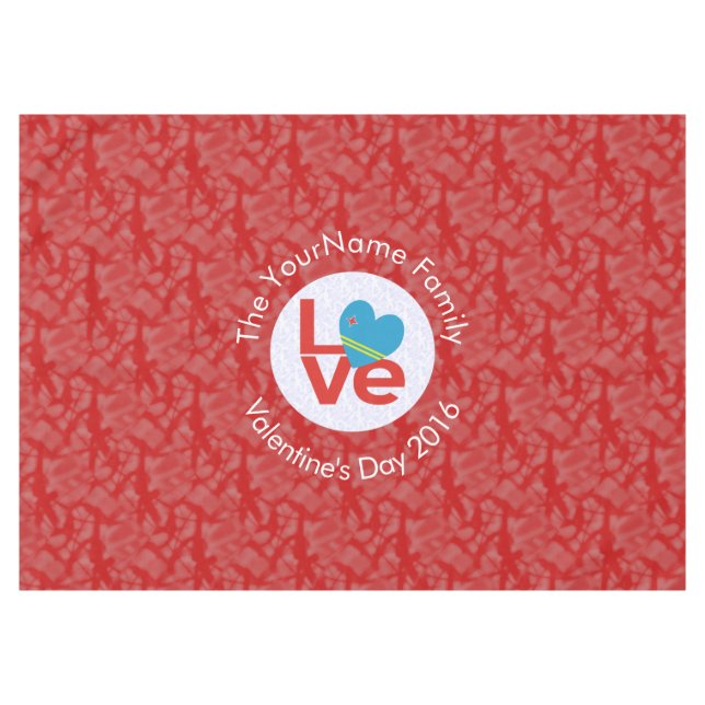 Aruban Flag Heart Red Liebe Tischdecke (Vorderseite (Horizontal))