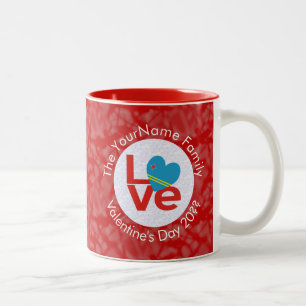 Aruban Flag Red Letters LIEBE White on Red Letters Zweifarbige Tasse