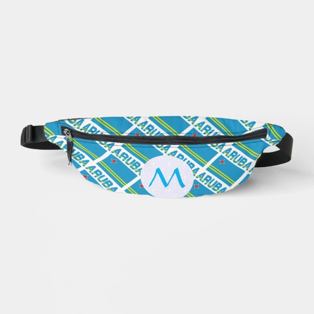 Aruban Flag Tiled Mit Monogramm Bauchtasche (Vorderseite)