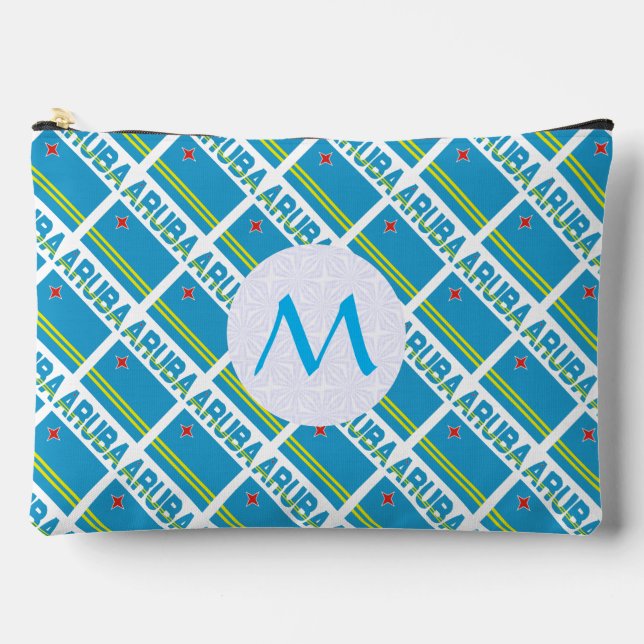 Aruban Flag Tiled Mit Monogramm Zubehörtasche (Vorderseite)