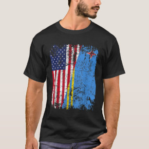 ARUBAN ROOTS Die halbe amerikanische Flagge ARUBA  T-Shirt