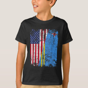 ARUBAN ROOTS Die halbe amerikanische Flagge ARUBA  T-Shirt