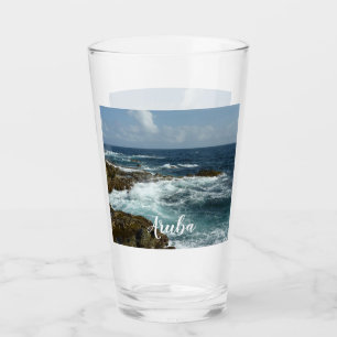 Arubas Felsküste und blauer Ozean Glas
