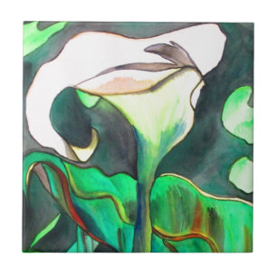 Arum Lily Aquarellmalerei Fliese