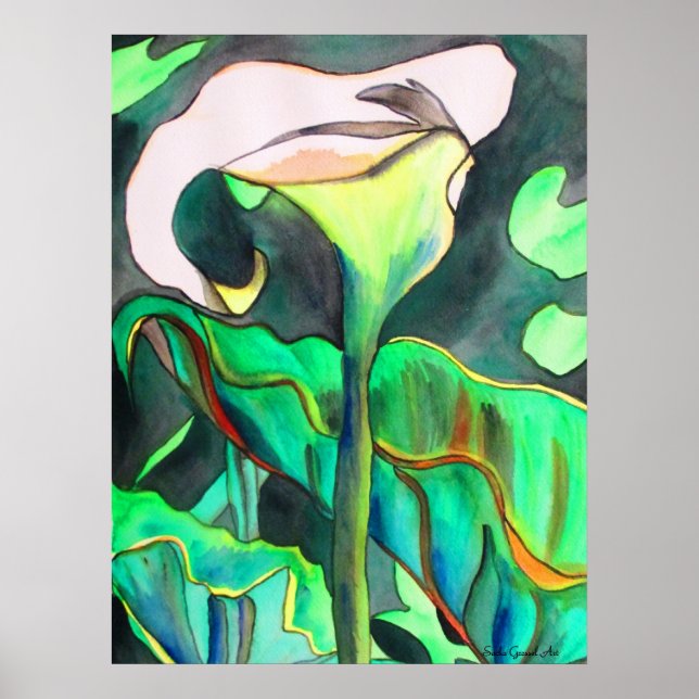 Arum Lily Aquarellmalerei Poster (Vorne)