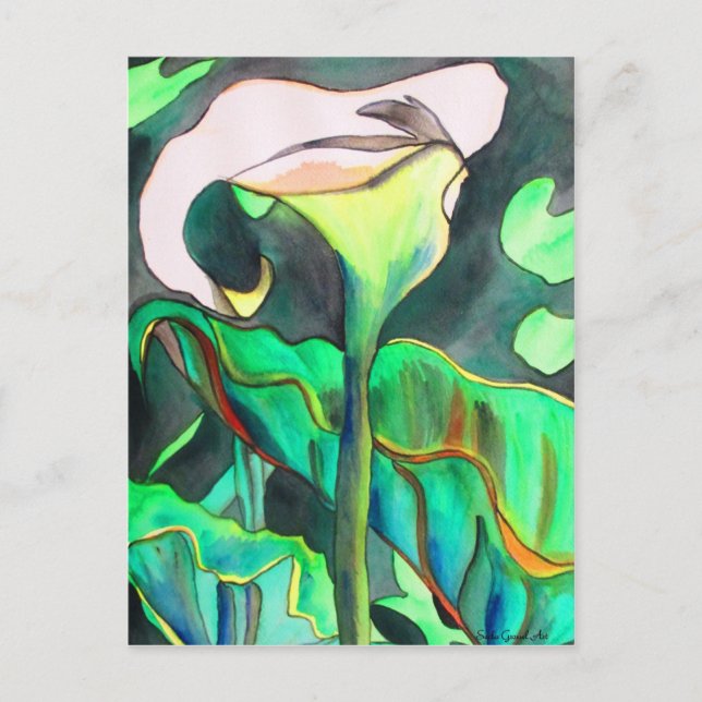 Arum Lily Aquarellmalerei Postkarte (Vorderseite)