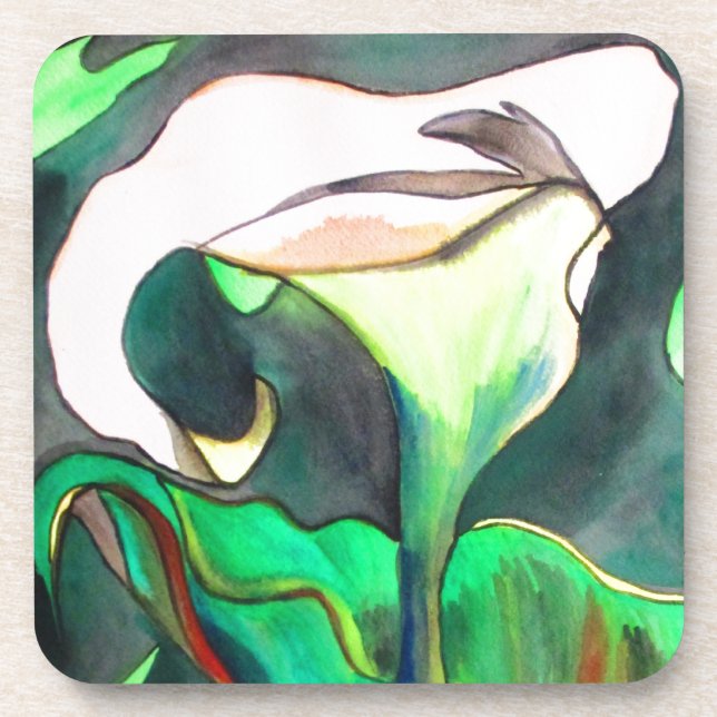 Arum Lily Aquarellmalerei Untersetzer (Vorderseite)