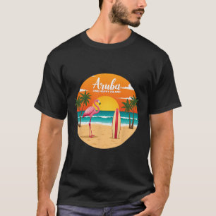 Aru's One Happy Island Flamingo Surfen Tropisches T-Shirt