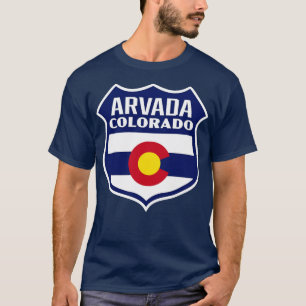 Arvada Colorado Retro Flag Schild Blau T-Shirt