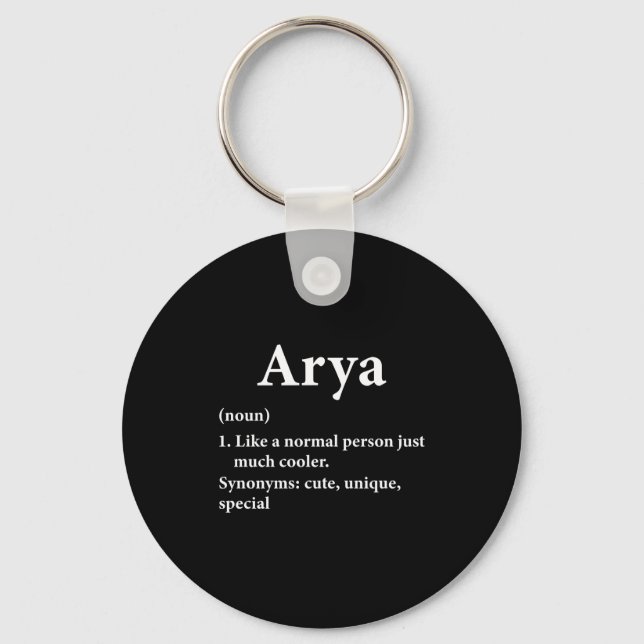 Arya Namensdefinition Schlüsselanhänger (Vorderseite)