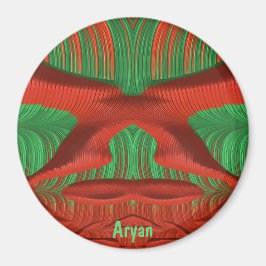 ARYAN ~ Shades of Green, Red Christmas Fraktal ~ Magnet