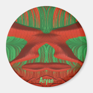 ARYAN ~ Shades of Green, Red Christmas Fraktal ~ Magnet