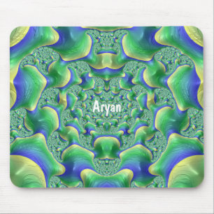 ARYAN ~ Zany Green, Yellow and Blue Mouse Pad Mousepad