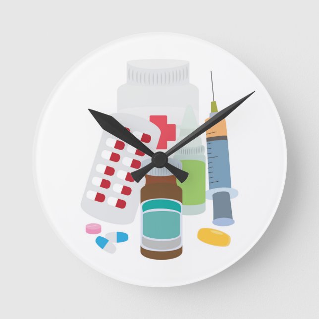 Arzneimittel Runde Wanduhr (Vorderseite)