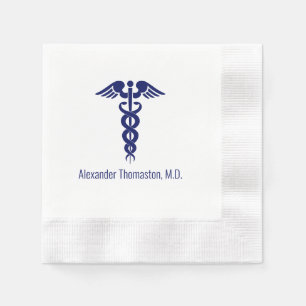 Arzt Caduceus Berufsname Blau Serviette
