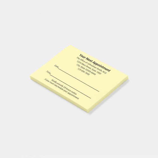 Arzt Erinnerung Creme für den nächsten Termin Post-it Klebezettel (angewinkelt)