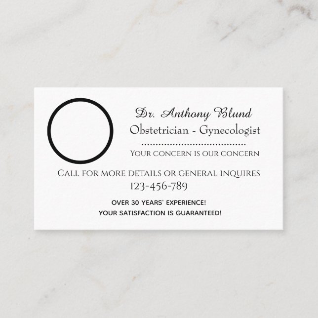 Arzt Gynäkologe OBGYN Visitenkarte (Vorderseite)