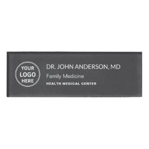 Arzt Medizin Gesundheitsklinik Logo Grau Namenschild