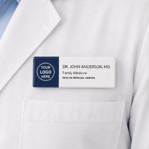 Arzt Medizin Gesundheitsklinik Navy Weiß Name Namenschild