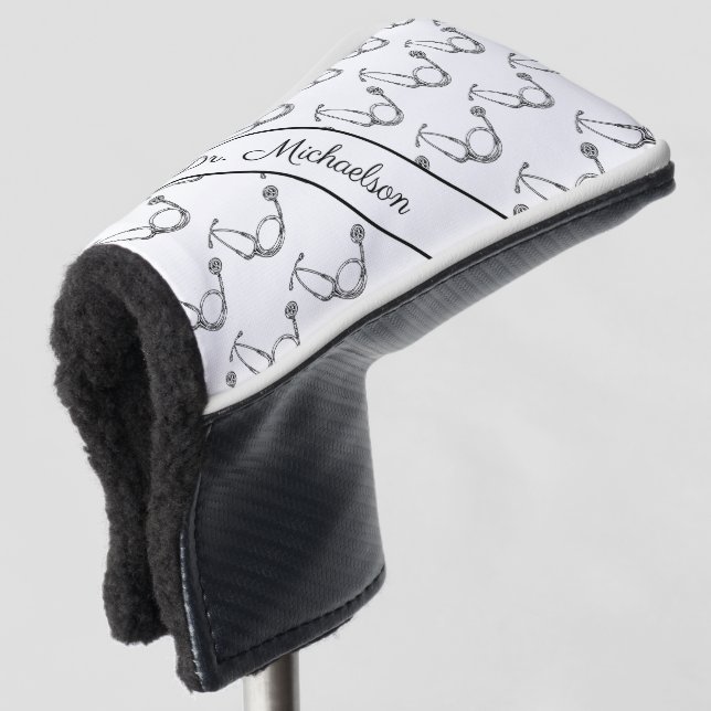 Arzt Name Stethoskop Muster  Golf Headcover (3/4 Vorderseite)