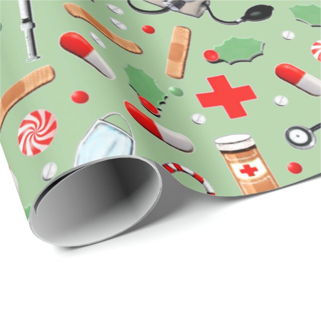 Arzt oder Krankenpfleger Weihnachtsgeschenk Verpac Geschenkpapier (Rolleneckpunkt)