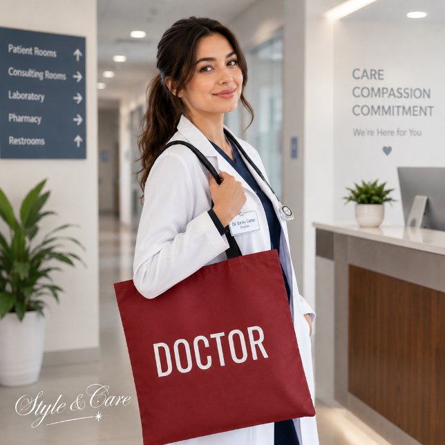 ARZT Text Statement anpassbar Weiß (DOCTOR Text Statement Customizable White Tote Bag)