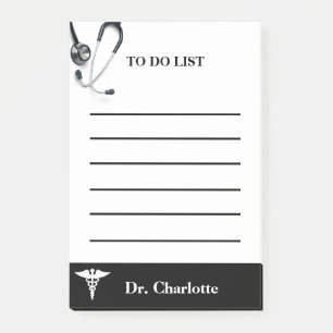 Arzt To-Do-Liste Schwarz-Weiß Post-it Klebezettel