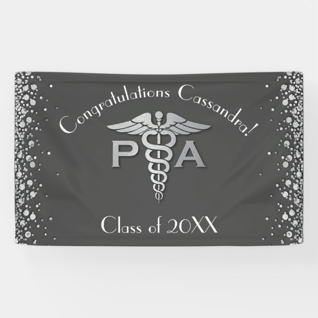 Arztassistent PA Abschluss Grau Silber Banner (Horizontal)