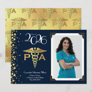 Arztassistent PA Abschluss in Navyblau und Gold Einladung