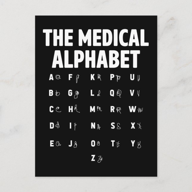 Ärzte Medical Alphabet Funny Nurse Life Postkarte (Vorderseite)