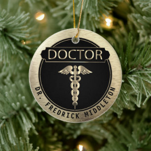 Ärzte 👨 ‍ ⚕️ - Schwarz und Gold Keramik Ornament