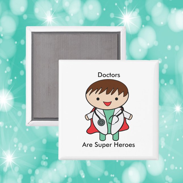 Ärzte sind Superhelden Magnet (A magnet with a doctor and the text, "Doctors Are Super Heroes".)