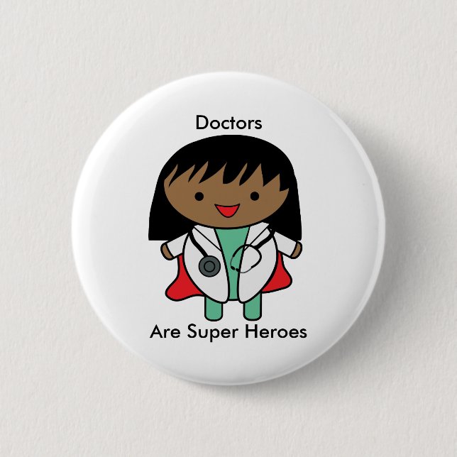 Ärzte Super Heroes Black Female Personalize Button (Vorderseite)