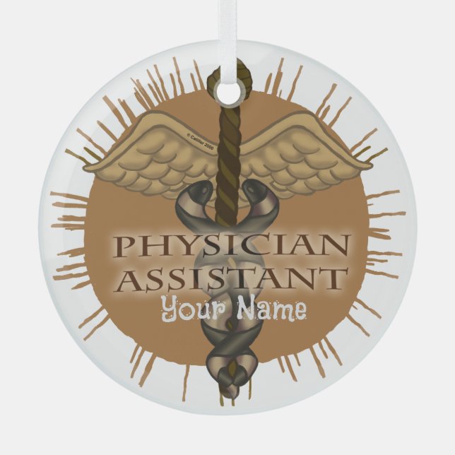 Ärzteassistent Caduceus Ornament Aus Glas (Vorderseite)