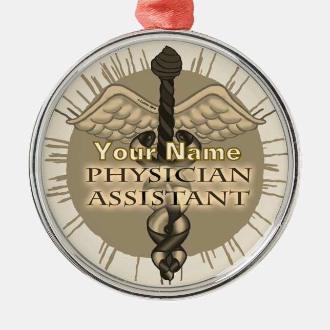 Ärzteassistent Caduceus Ornament Aus Metall (Vorne)