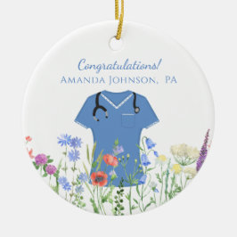 Ärzteassistent PA Blue Scrubs Keramik Ornament