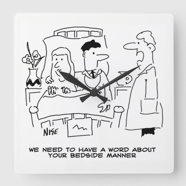 Ärztin auf der Nachtseite nicht richtig. medizinis Quadratische Wanduhr (Vorderseite)