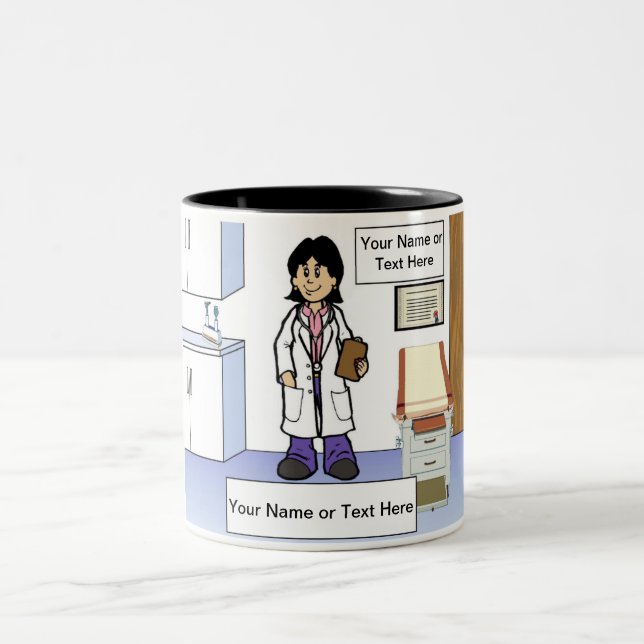 Ärztin - Cartoon bei Frauen von PrintedPerfection. Zweifarbige Tasse (Mittel)