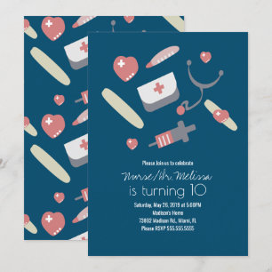 Ärztin Krankenschwester Geburtstagspartei Medizini Einladung