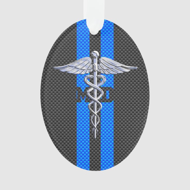 Ärztin MD Caduceus auf Carbon Fiber Style Ornament (Vorderseite)