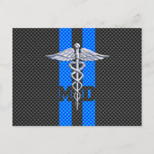 Ärztin MD Caduceus auf Carbon Fiber Style Postkarte