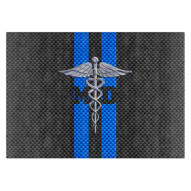 Ärztin MD Caduceus auf Carbon Fiber Style Schneidebrett (Vorderseite)