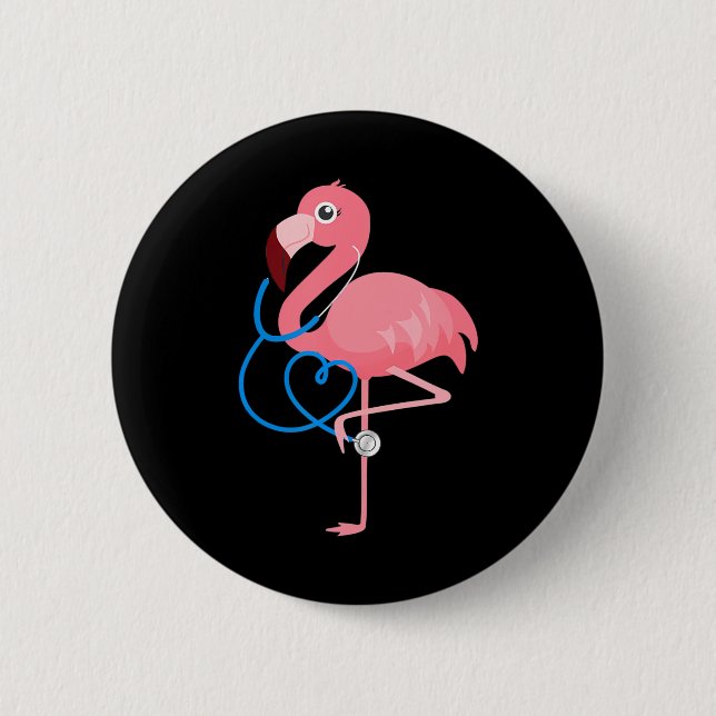 Ärztin Nurse Pädiatrie Flamingo Button (Vorderseite)