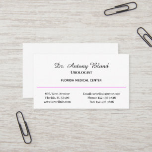 Ärztin Urologe Simple Pink Business Card Visitenkarte