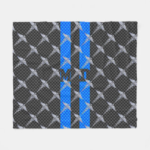 Ärztliche Ärztin MD Caduceus an blauen Streifen Fleecedecke