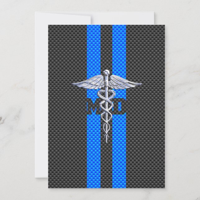 Ärztliche Ärztin MD Caduceus auf Carbon Fibre Prin (Vorderseite)