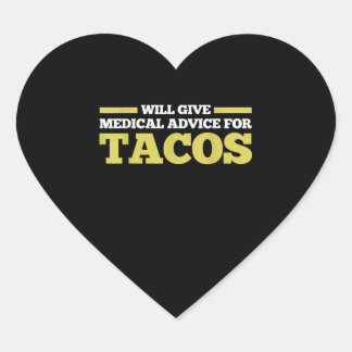 Ärztliche Beratung Taco Krankenpflege Doktor Funny Herz-Aufkleber