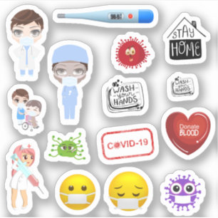 Ärztliche covid-19 Corona Krankenhaus Masken klei Aufkleber