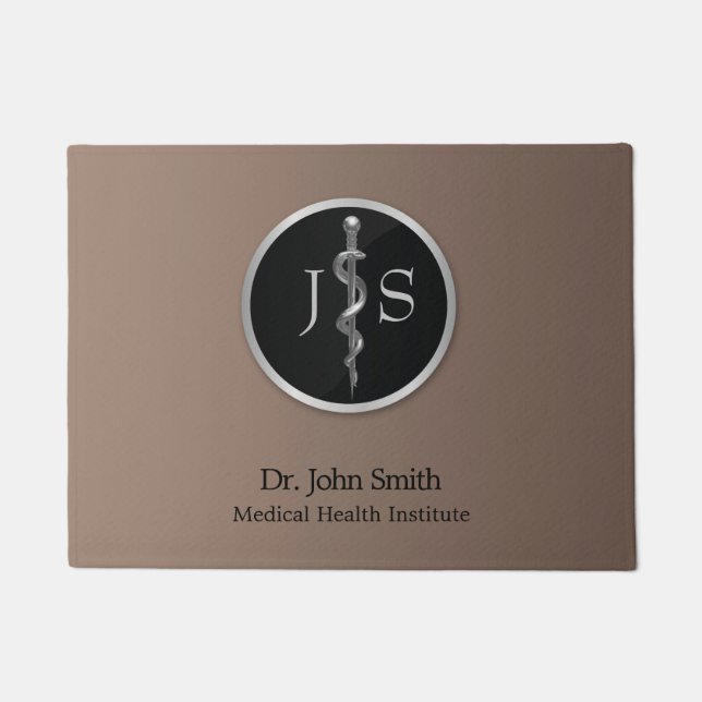 Ärztliche Klasse Noble Silver Rod of Asclepius Fußmatte (Vorderseite)